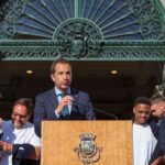 Frederico Varandas dirigiu-se ao Benfica nos festejos do título na Câmara Municipal de Lisboa